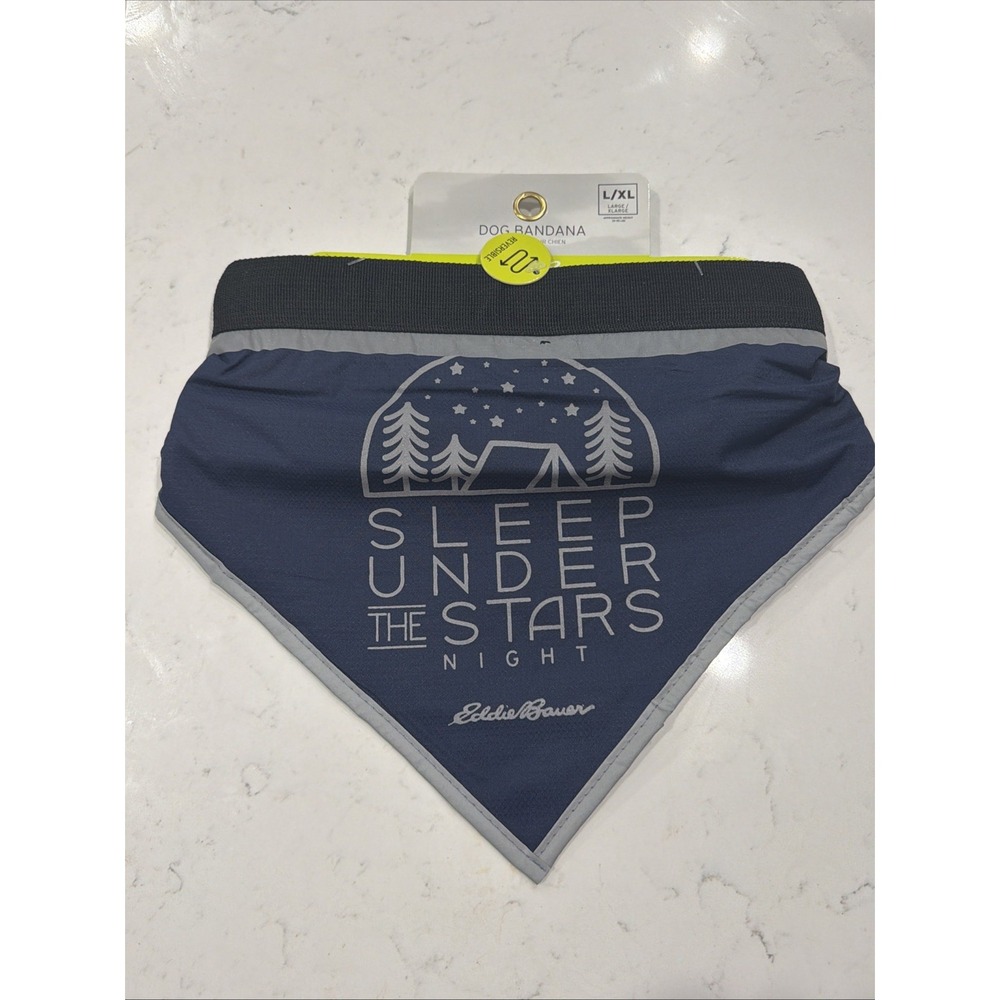 Eddie Bauer Dog Bandana L/XL Reversible Sleep Under Stars Blue